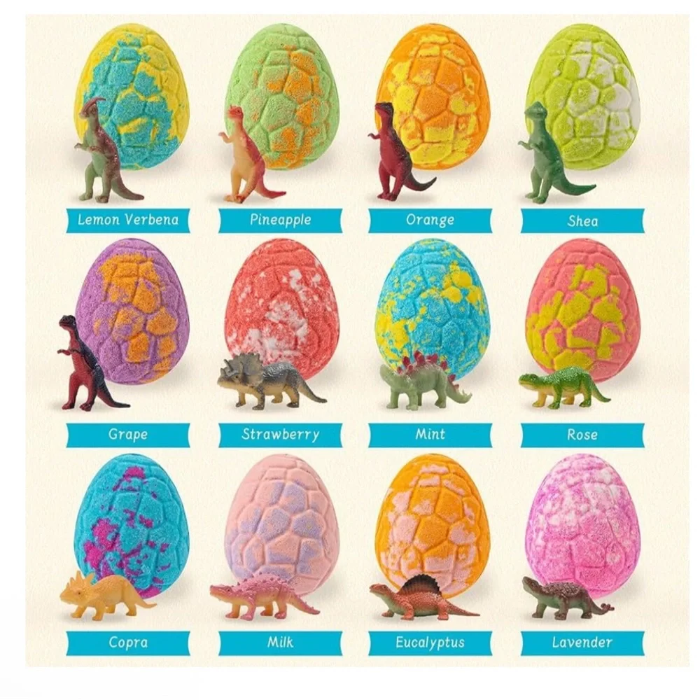 New in Box 12pc kids bath bomb dinosaur set
